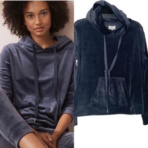 LOU & Grey dark grey velour hooded top. Size m